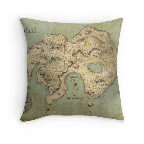 Neverland Map pillow Peter Pan Bedroom, Neverland Map, Neverland Nursery, Woodland Room, Peter Pan Neverland, Peter Pan Nursery, Disney Rooms, Mermaid Lagoon, Baby Mine