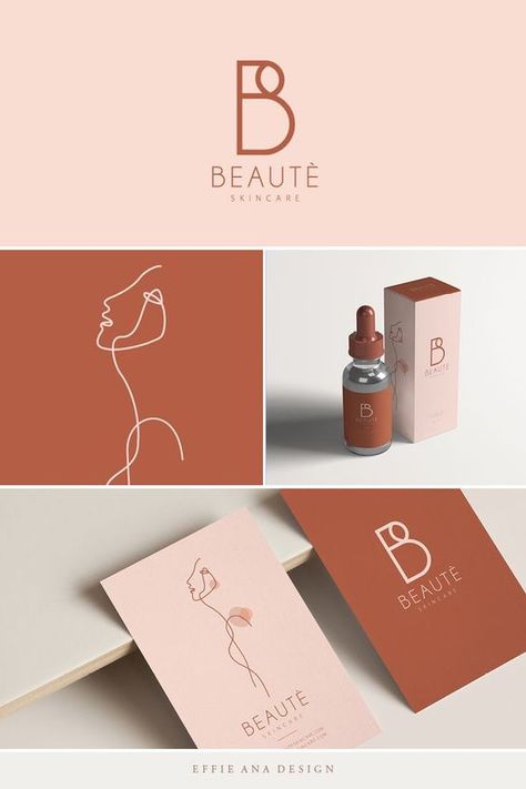 Beauty Brand Logo Design, Cosmetics Branding Design, Aesthetic Packaging Design, Beauty Brand Logo Ideas, Cosmetic Branding Design, Cosmetic Logo Design Branding, Skincare Packaging Design Inspiration, Beauty Business Logo Ideas, Skincare Business Cards