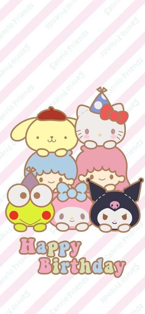 Sanrio Party, Wallpaper Sanrio, Hello Kitty Imagenes, Hello Kitty Tattoos, Happy Birthday Wallpaper, Hello Kitty Images, Birthday Wallpaper, Kitty Images, Notebook Ideas