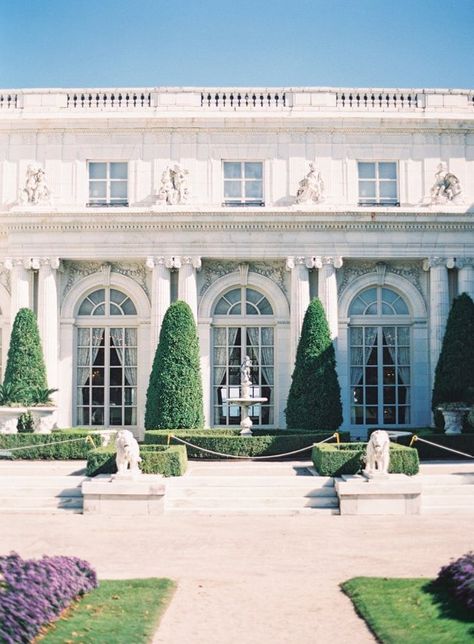 Newport RI Wedding Venues | Leila Brewster Photography English Window Design, Mansion Facade, Islamic Palace, Melrose Abbey, Coastal Wedding Venues, French Mansion, Newport House, Newport Ri Wedding, Classical Building