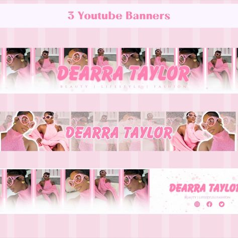 Pink branding kit for the gworls! Customize on Canva. Youtube Banner Canva, Youtube Banner Inspiration, Brand Kit Templates Canva, Youtube Intros, Pink Youtube, Youtube Channel Name Ideas, Pink Branding, Youtube Branding Kit, Esthetician Business