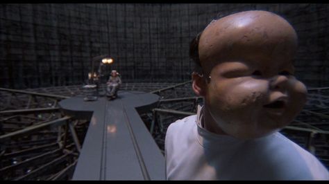 Michael Palin in Brazil - Terry Gilliam. Terrifying baby mask. Surgical weirdness. Torture, nightmare and unreality. Brazil Film, 80s Sci Fi, Jonathan Pryce, Film Cult, Michael Palin, Terry Gilliam, Fritz Lang, Fantasy Films, Monty Python