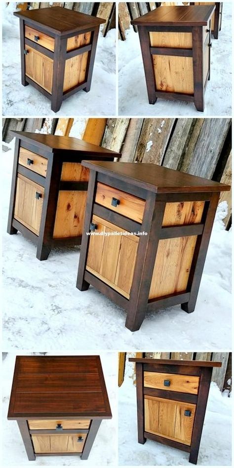 Pallet Side Table, Small Porch, Rustic Furniture Diy, Homemade Furniture, Wooden Pallet Furniture, Wooden Pallet Projects, Diy Holz, Patio Designs, Wood Furniture Diy