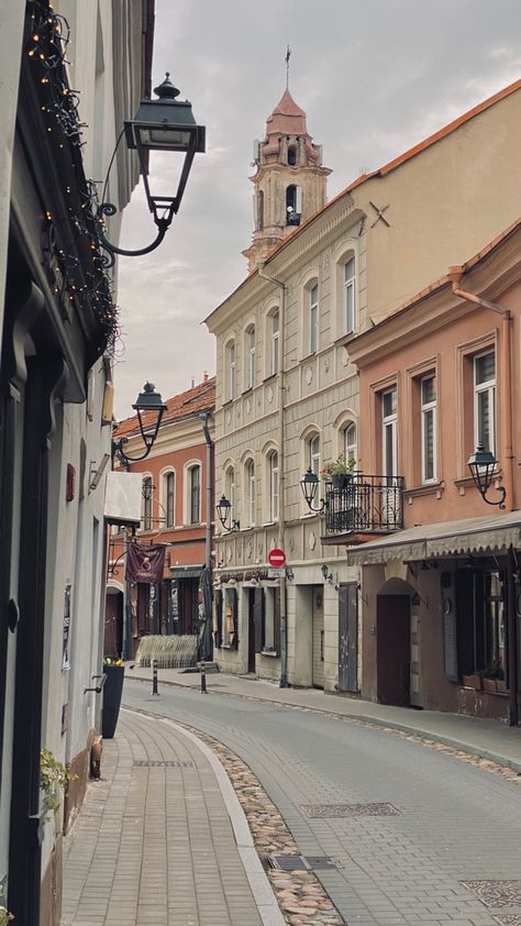 Old European Town Aesthetic, Old Town Buildings, Vilnius Old Town Drawing, Victorian Town Square, European Town Aesthetic, Towns Aesthetic, Old Town Aesthetic, Town Scape, Vilnius Old Town