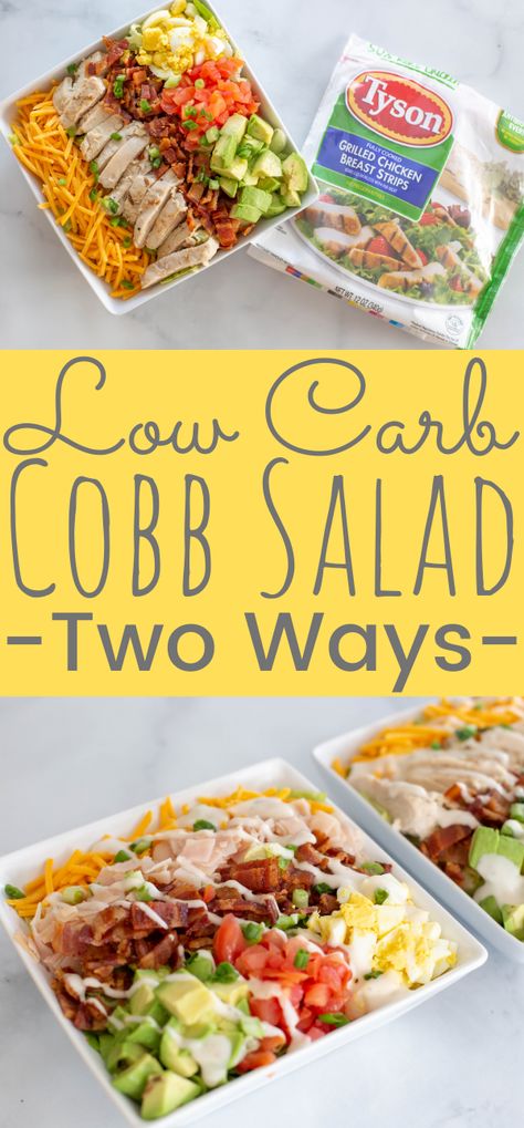 This Low Carb Cobb Salad is perfect for busy dinner nights or lunch. A simple and quick cobb salad filled with protein and low in carbs! Head to the blog for the recipe and check out the digital offer from 1/25/20 – 2/22/20 where you can save on a variety of Tyson products at Publix! https://actv.at/5Cs/ (ad) #lowcarbsalad #cobbsalad #saladtwoways #chickensalad #chickenranchsalad #ketocobbsalad Refreshing Punch, Chicken Cobb Salad, Ww Food, Keto Salads, Chicken Crispy, Paleo Salads, Boiled Egg Diet Plan, Gluten Free Recipe, Low Carb Salad