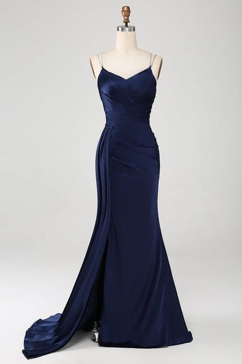 Dark Blue Prom Dresses, Navy Prom Dress, Prom Dress Mermaid, Outfits Jewelry, Navy Prom Dresses, Cute Formal Dresses, Stunning Prom Dresses, 파티 드레스, Long Evening Dress