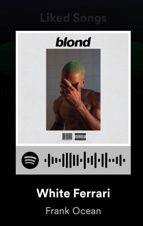 Frank Ocean Songs, Frank Ocean Poster, Spotify Codes, Parking Spot Painting, Spot Painting, White Ferrari, Music Poster Ideas, Spotify Code, Artist Wall