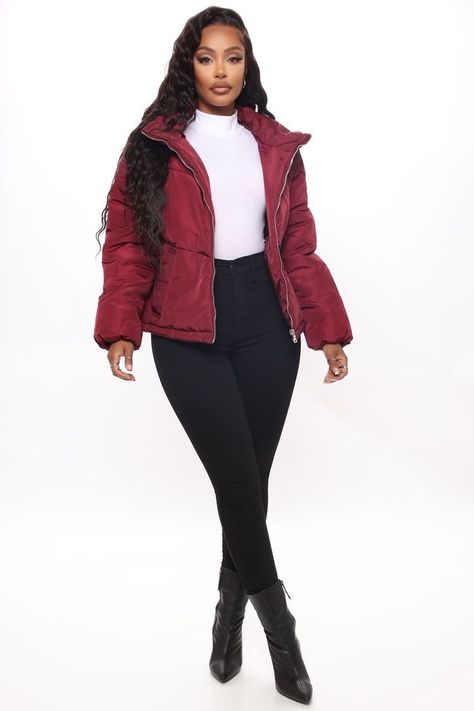 Jogger Set Outfits Women, Yodit Yemane, Coats Fashion, Burgundy Jacket, Fashion Nova Outfits, White Dresses For Women, Causual Outfits, Casual Chic Outfit, Womens Loungewear