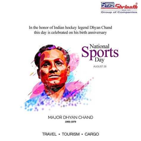 #NationalSportsDay #MajorDhyanChand #BirthAnniversary Major Dhyan Chand was a brilliant hockey wizard who brought laurels to the nation. Let us honor him on his birthday. . . #nationalsportsday2021 #sportsday #sportsday2021 #sports #remembering #dhyanchand #inspiration #khel #kheloindia #athletes #teameffort #sportsmanship #sportsman #sportswoman #teamindia #shrinathgroupofcompanies #shrinathtravels #shrinathtourism #shrinathcargo #ShrinathBuses #BusTickets #ToursAndTravels #travelgram #travel Dhyan Chand, National Sports Day, Good Morning Image Quotes, Team Effort, Sports Day, Group Of Companies, Day Wishes, Travel And Tourism, Tshirt Design