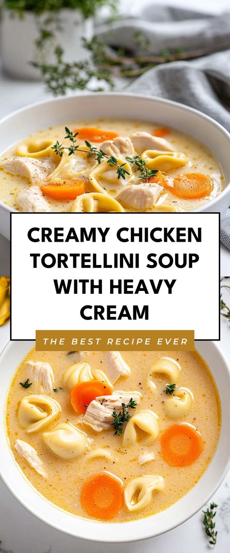 Image for Creamy Chicken Tortellini Soup with Heavy Cream Tortellini Soup With Heavy Cream, Soup Recipes With Heavy Cream, Soup With Heavy Cream, Creamy Chicken Tortellini Soup, Creamy Chicken Tortellini, Creamy Tortellini Soup, Chicken Tortellini Soup, Stews Recipes, Chicken Tortellini