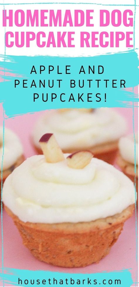 Homemade Dog Cupcakes, Dog Frosting Recipe, Dog Cupcake Recipe, Cupcakes For Dogs Recipe, Apples And Peanut Butter, Dog Friendly Cake, Dog Cupcake, Dog Cake Recipes, Pet Treats Recipes