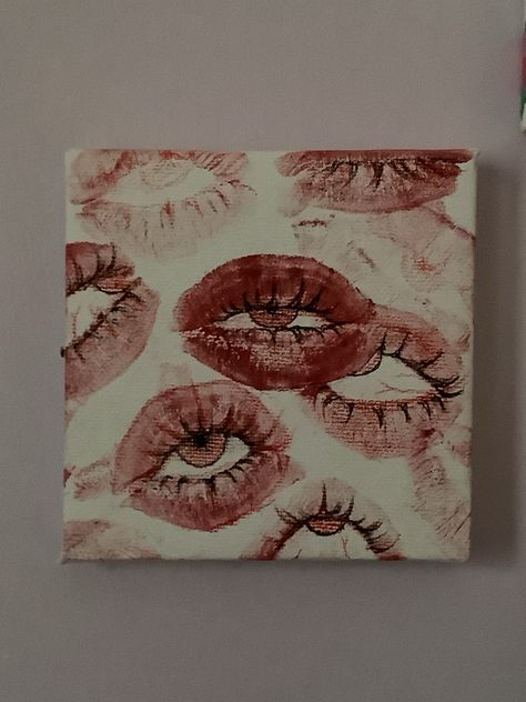 Melting Eye Art, Lipstick Painting Art, Painting Ideas On Wall Aesthetic, Simple Canvas Paintings Abstract, Hot Sketches Easy, Painting Ideas On Canvas Eyes, Easy Weird Paintings, Lip Eye Drawing, Creative Art Pieces