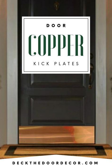 Top Cozy Home Library Decor Tips | Green Snooze Copper Kick Plate Doors, Copper Exterior Door Hardware, Copper Front Door Hardware, Copper Door Hardware, Gold Kick Plate Front Doors, Front Door Kick Plate Ideas, Kickplate Front Door, Door Kick Plate Ideas, Front Door Kick Plate