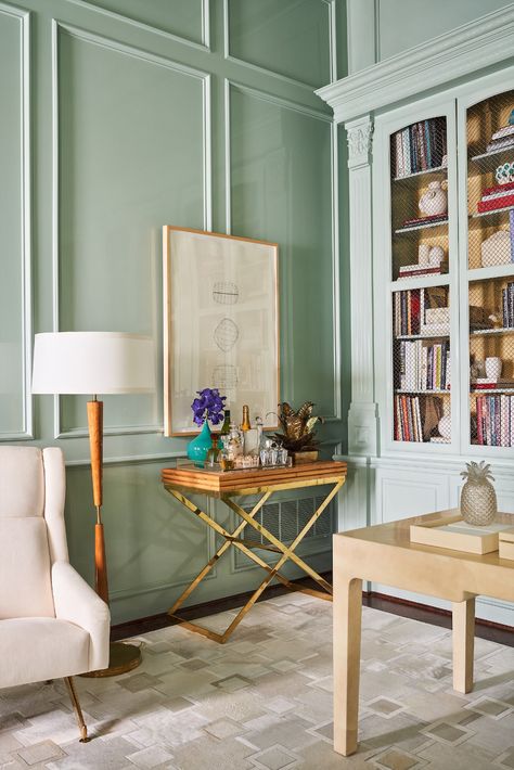 Jan Showers’ Elegant Lady’s Study for Kips Bay Decorator Show House Dallas French Architecture Interior, Jan Showers, Office Wall Colors, Glamorous Living, Dallas Interior Design, The Shade Store, Glam Pad, Show House, Home Office Design