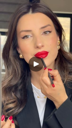 Makeup Ideas With Red Lipstick, You Needed Me, Red Velvet Lipstick, Velvet Lipstick, Red Lip, Lipstick Makeup, Lip Pencil, Lipstick Lip, Red Lips