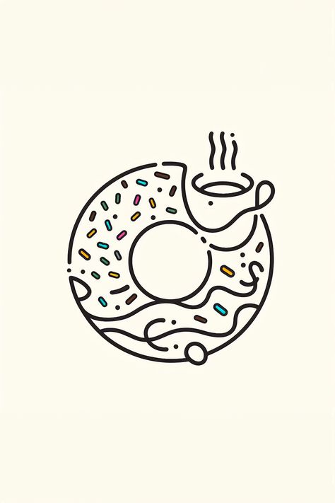 Minimalistic design for a donut logo 🍩  #logo #logoline #logominimalistic #logodonut #wprime #wprimewebagency Donut Tattoo Minimalist, Donut Logo Design Ideas, Logo Donat, Donuts Logo, Donuts Design, Donut Tattoo, Donut Logo, Single Line Drawing, Donut Shop