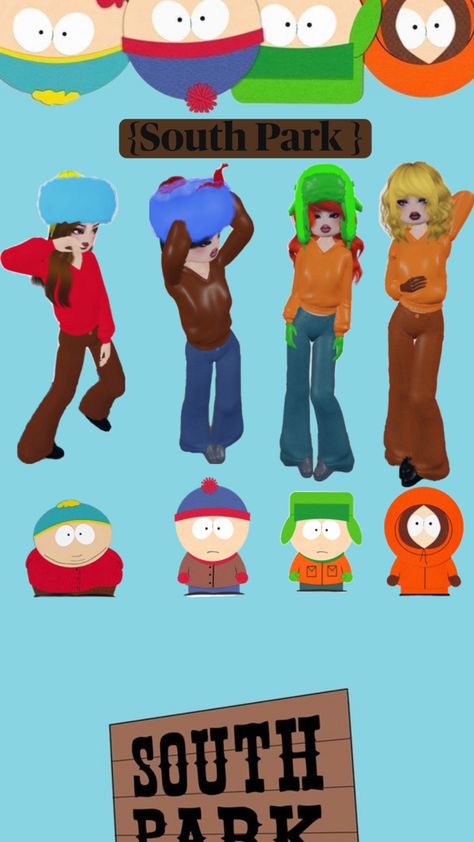 {South Park} #dti #SouthPark #Outfitideas Roblox Dress, South Park Fanart, Dress To Impress Outfits, South Park, Cartoon Characters, Stuff To Do, Dress To Impress, Cool Stuff, Outfit Ideas