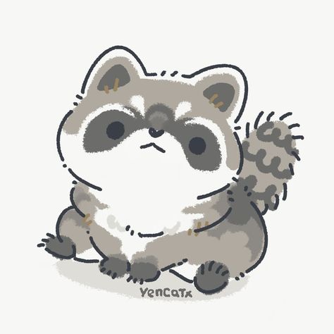 Yen🐱🌒 (@Yencatx) / Twitter Raccoon Drawing, Kawaii Doodle, Raccoon Art, Animal Doodles, Cute Raccoon, Cute Animal Drawings Kawaii, Trash Panda, Alone Time, Racoon