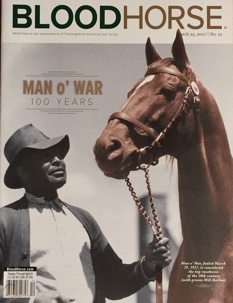 Man o' War Blood Horse Racing Magazine Groom Will Harbut 3/25/17 No Label Mint | #1896021492 Racing Magazine, Secretariat Horse, Sea Biscuit, Menu Signage, Camargue Horse, Aqha Horses, Pictures Of Horses, Horse Magazine, Thoroughbred Racehorse