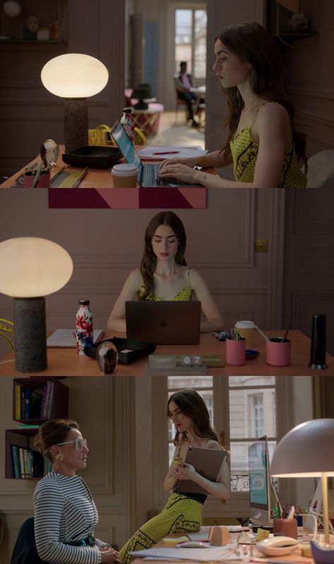 Emily In Paris Office Interior, Emily In Paris Work, Emily In Paris Office, Emily In Paris Wallpaper, Emily In Paris Aesthetic, Emily In Paris Fashion, Emily In Paris Outfits, Lily Collins Style, Creative Office Space