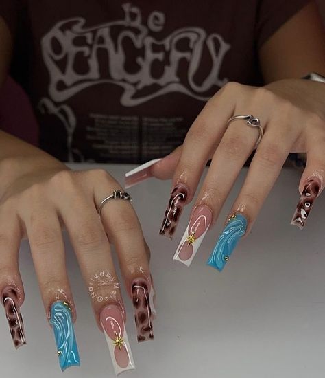 Baddie Fall Nails, Freestyle Acrylic Nails, Poppin Nails, Retro Nails, Autumn Nail, Hard Nails, Colored Acrylic Nails, Simple Acrylic Nails, Dope Nail Designs