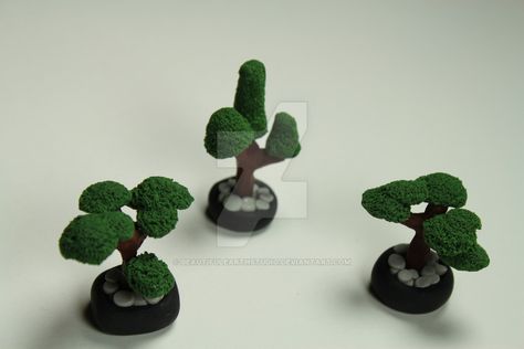 Miniature Meditations Polymer Clay Bonsai Trees by BeautifulEarthStudio Miniature Clay, Clay Magnets, Fairy Garden Crafts, Sculpey Clay, Miniature Trees, Mini Craft, Bonsai Trees, Fun Jewelry, Mini Things