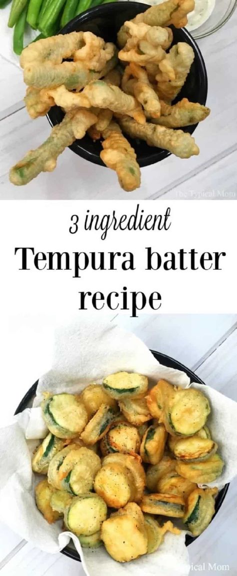 Resep Sushi, Tempura Vegetables, Tempura Recipe, Tempura Batter, Fried Green Beans, Mapo Tofu, Shrimp Tempura, Batter Recipe, Zucchini Chips