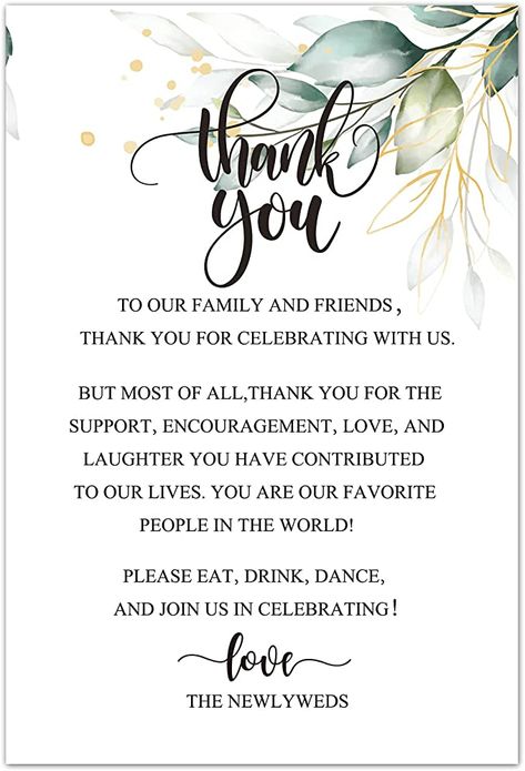 Thank You Speech Wedding, Greenery Wedding Reception, Wedding Wishes Messages, Wedding Thank You Cards Wording, Wedding Decorations For Reception, Decorations For Reception, Wedding Welcome Letters, Thank You Card Wording, Wedding Reception Activities