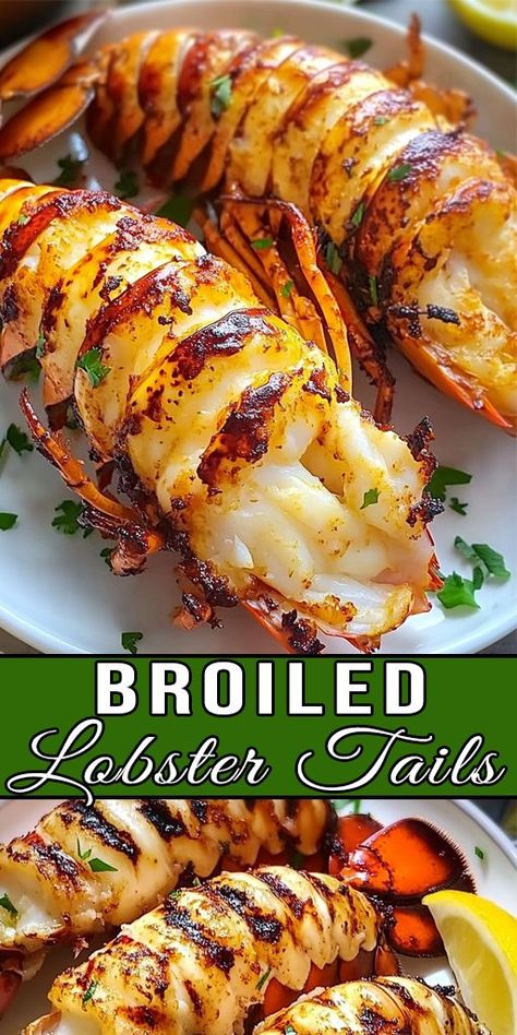 Get restaurant-quality Broiled Lobster Tails at home in just 10 minutes! 🦞 With a buttery garlic sauce, this dish is perfect for special occasions or date nights. Elevate your dinner! 🥂 #LobsterTails #SeafoodRecipes #GourmetMeals #DateNightDinners #SpecialOccasions 🍽️🦞 Lobster Tail Broiled, Best Way To Cook A Lobster Tail, Lobster Tail And Steak Dinners, Boiling Lobster Tails, How To Broil Lobster Tail, Broil Lobster Tail In Oven, Preparing Lobster Tails, Lobster Tail Recipe Stove Top, Simple Lobster Tail Recipe