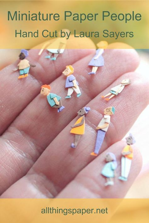 Laura K. Sayers creates, dare I say, the cutest teeny-tiny figures on the planet. Not only are they small, but each one has personality! See more of her paper art at the link. #paperart #miniatures #papercutting Paper Figures, Quilling 3d, Paper People, 3d Paper Crafts, Miniature Figures, Paper Artist, 3d Paper, Pop Up Shops, Paper Sculpture