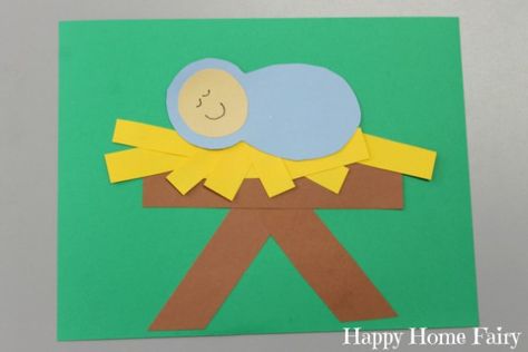 Simple Paper Baby Jesus Craft - Happy Home Fairy Baby Jesus Craft, Jesus In A Manger, Christmas Sunday School, Happy Home Fairy, Jesus Crafts, Fun Christmas Games, Pinterest Crafts, Preschool Christmas Crafts, Happy Birthday Jesus