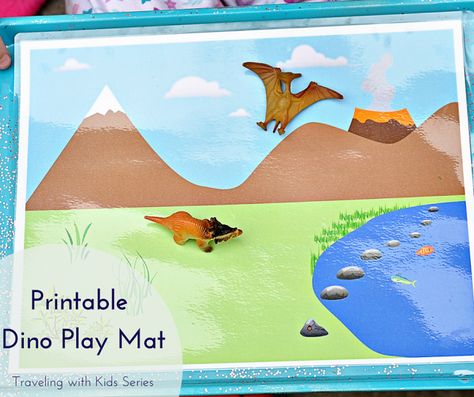 Housewife Eclectic: Printable Dino Play Mat. Create an electronic free road trip with this and other printable play mats on Housewife Eclectic. Printable Play Mat, Dinosaur Play, Dinosaur Printables, Road Trip Activities, Kids Series, Operation Christmas Child, Small World Play, Dinosaur Theme, Travel Activities