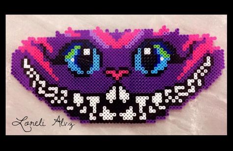 #beyond #rave #edm #trance #alice #alicia Cheshire Cat Perler Beads, Beyond Wonderland Perler, Cheshire Cat Perler, Alice In Wonderland Perler Beads, Edm Perler, Trippy Perler Bead Patterns, Rave Perler Pattern, Rave Perler, Rave Candy