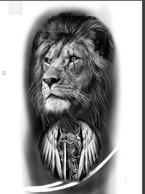 Lion Warrior Tattoo, Judah Tattoo, Lion Of Judah Tattoo, Warrior Tattoo Design, Tattoo Design Stencil, Lion Chest Tattoo, Angel Warrior Tattoo, Koi Dragon Tattoo, Lion Warrior