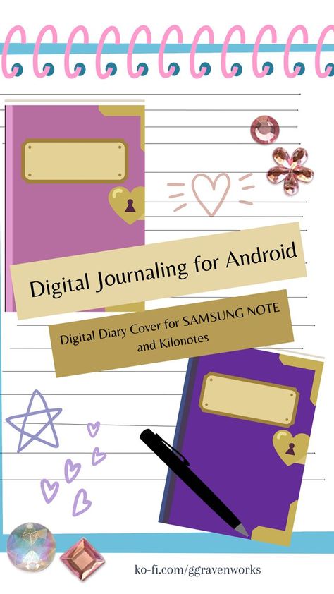 Digital Journaling Covers perfect for Android Journaling - Want to add a touch of the classic Diary to your Samsung Notes or Kilonotes? Download these covers on Ko-Fi when you become a monthly member of The Raven's Nest Tier for only $1 a month! FREE Digital Journaling Printables are also available in the shop. Be sure to FOLLOW this Ko-Fi page to get notified whenever free printables are live! Journal Printables Templates, Ipad Templates, Note Journal, Journaling Printables, Diary Design, Samsung Notes, Notes Digital, Digital Journaling, Notebook Templates