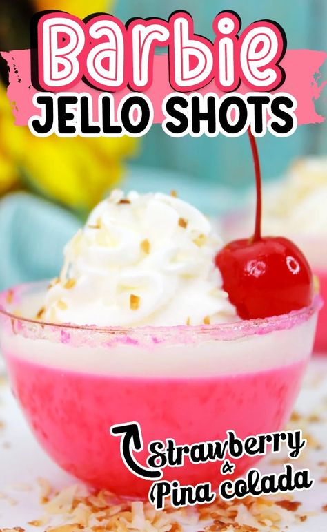 Barbie Jello Shots, Barbie Jello, Malibu Jello Shots, Recipes Using Condensed Milk, Pina Colada Jello Shots, Best Jello Shots, Jello Shots Vodka, Strawberry Colada, Jello Pudding Shots