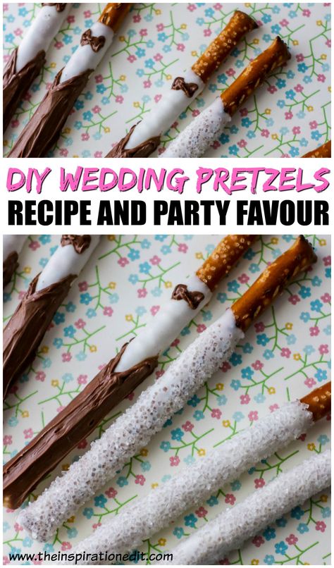 Wedding Pretzels Rods, Wedding Pretzel Sticks, Chocolate Covered Pretzels Wedding Favor, Chocolate Covered Pretzels Wedding, Wedding Party Snacks, Pretzels Wedding, Pretzel Party, Wedding Pretzels, How To Make Pretzels