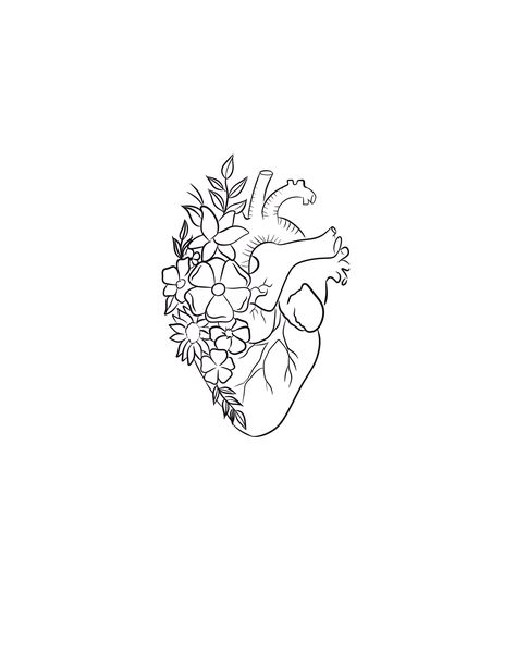 Fine Line Medical Tattoo, Half Heart Half Flower Tattoo, Small Tattoos Memorial, Taylor Swift Heart Hands Tattoo, Tattoos For Healing The Heart, Flower Heart Tattoo Designs, Bandaged Heart Tattoo, Half A Heart Tattoo, Organ Heart Tattoo