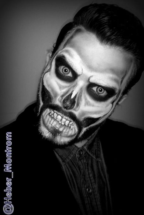 Halloween Makeup Men Beard, Face Paint For Men, Witch Doctor Costume, Beard Makeup, Skull Halloween Makeup, Dead Makeup, Skeleton Makeup, Sugar Skull Makeup, Makeup Easy