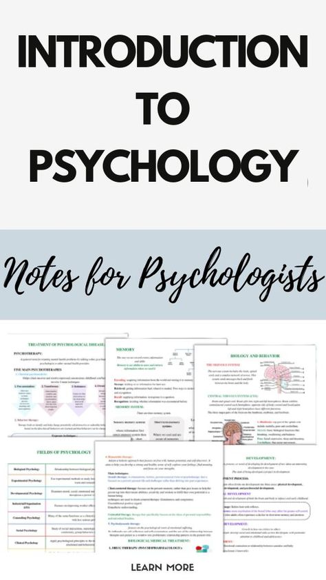 This is an introduction to psychology useful guide for students. It has 25 pages of basic psychology notes that can be used by psychologists or students studying psychology. Useful Guide for students and other psychology Learners. Detailed 25 papers Printable Notes. Introduction To Psychology Notes, Basic Psychology, Studying Psychology, Introduction To Psychology, Therapy Notes, Student Apps, Psychology Notes, Psychology Studies, Personality Psychology