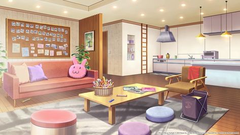 Anime House Living Room, Anime Apartment Interior, Living Room Anime, Anime Living Room, Anime Houses, Anime Bedroom Ideas, Habbo Hotel, Salas Living Room, Anime House