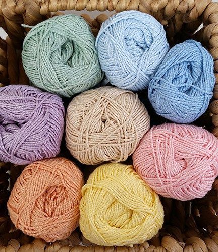 Plant Penny Cotton Colours pastel yarn Yarn Aesthetic Wallpaper, Crochet Yarn Aesthetic, Yarn Aesthetic, Wool Colours, Yarn Color Combinations, Yarn Storage, Yarn Skein, Wall Hanging Crafts, Thread & Yarn