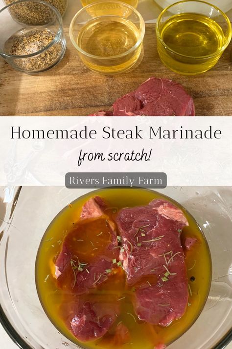 This homemade steak marinade recipe uses just three simple ingredients plus water! Save money by making this marinade yourself and improve the flavor of your steaks at the same time!! Home Made Steak Marinade, Homemade Steak Marinade Easy, Simple Steak Marinade, Fast Steak Marinade, Easy Steak Marinade Simple, Steak Marinade Quick, Steak Marinade Balsamic Vinegar Worcestershire Sauce, Homemade Steak Marinade, Steak Marinade Easy