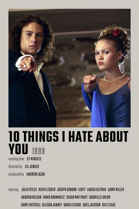 Cinema Rooms, Andrew Keegan, Romcom Movies, Tv Posters, Mini Movie, 10 Things I Hate About You, Most Paused Movie Scenes, Julia Stiles, Film Posters Minimalist