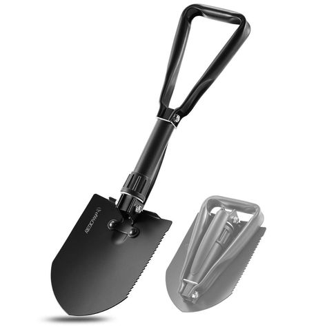 REDCAMP Military Folding Camping Shovel High Carbon Steel Entrenching Tool Tri-fold Handle Shovel with Cover Entrenching Tool, Hiking Backpacking, Outdoor Tools, Rv Stuff, Outdoor Survival, Cover Black, Military Discounts, Garden Trowel, High Carbon Steel