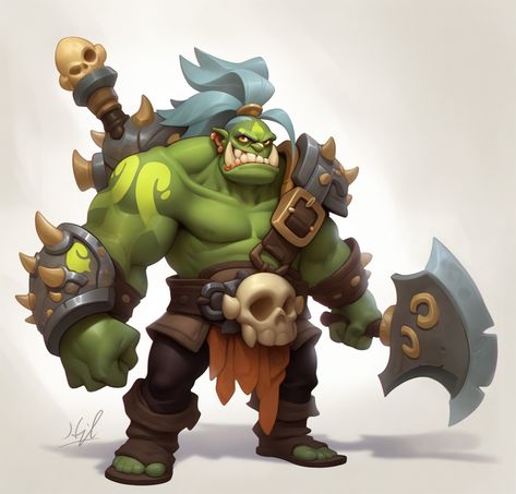 Orc Cartoon, Stylized Character Concept Art, Character Design Styles, Stylized Concept Art, Orc Concept Art, Orc Character Design, Orc Art, 2d Character Design, Drawing Monsters