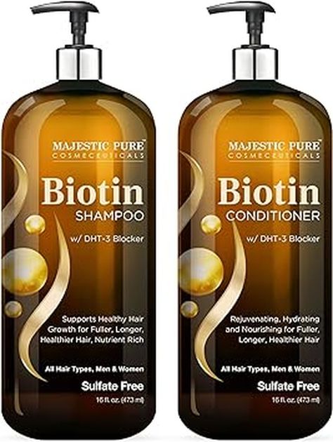 MAJESTIC PURE Biotin Shampoo and Conditioner Set | Infused with Rosemary Oil, Castor Oil | Hair Shampoo for Men & Women | 16 fl oz each Healthy Hair Care Routine, Volumized Hair, Hair Nutrients, Biotin Shampoo, Mens Shampoo, Shampoo For Thinning Hair, Shampoo And Conditioner Set, Castor Oil For Hair, Healthy Hair Care