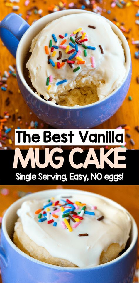 Mug Cake Frosting Recipe, Keto Mug Cake Recipes Easy, Quick And Easy Gf Snacks, Milk Free Mug Cake, Honey Mug Cake Microwave, Mug Cake Recipe Without Baking Powder, Mug Cake Without Baking Powder, Greek Yogurt Mug Cake, Easy Vanilla Mug Cake