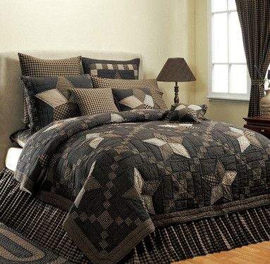 Our Farmhouse Star Quilted Bedding is one of our most popular designs and will give your bedroom a classic country look while providing a relaxing atmosphere at the end of  a long day. https://www.primitivestarquiltshop.com/collections/farmhouse-star-bedding #primitivecountrybedroomsbeddingandaccessories Cabin Bedroom Decor, Primitive Bedding, Star Bedding, Americana Home, Farmhouse Quilts, Vhc Brands, Primitive Homes, Luxury Quilts, Country Quilts