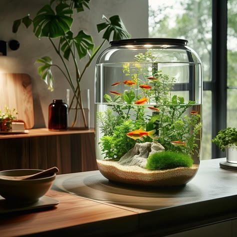 Creating a fish aquarium is a rewarding endeavor that can transform a space into a tranquil underwater world. An aquarium serves not only as a beautiful decorative element but also as a window into aquatic life, offering a unique way to appreciate the diversity of fish and their habitats. Office Aquarium Ideas, Mini Aquarium Design, Aquariums In Homes, Small Aquarium Ideas Decoration, Aquarium Ideas Decoration, Aquarium Design Fish Tanks, Fish Tank Decor Ideas, Aquarium With Plants, Small Fish Tank Ideas